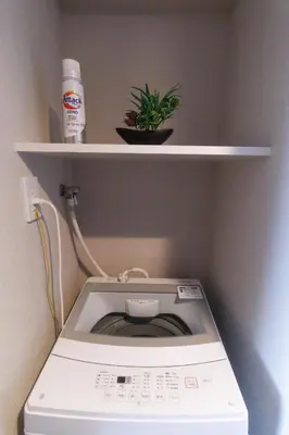 a washing machine sitting on a shelf with a plant at LANG HOTEL Kameido - Vacation STAY 79388v in Tokyo