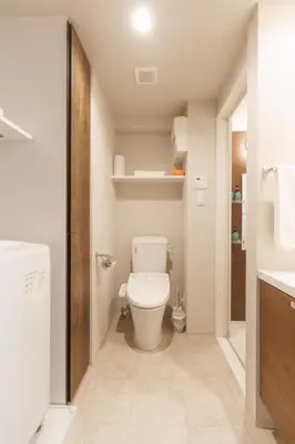 a bathroom with a toilet and a sink at LANG HOTEL Kameido - Vacation STAY 79517v in Tokyo