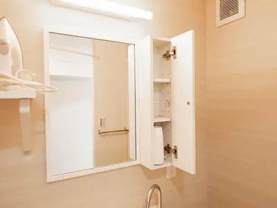 a bathroom with a mirror and a sink at Ilman Hishimo Mansion - Vacation STAY 19432 in Tokyo