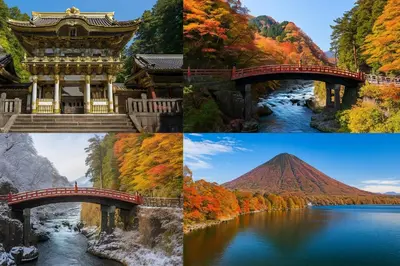 a collage of photos with a bridge and a mountain at Adachi-ku - House - Vacation STAY 19179 in Tokyo