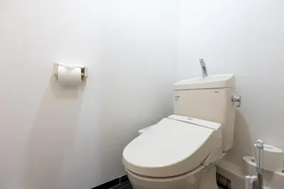 a bathroom with a toilet with a roll of toilet paper at Kodenmacho Building Room 201 - Vacation STAY 38318v in Tokyo