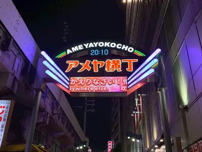 a neon sign on the side of a building at HOTEL PRELE Asakusa - Vacation STAY 74363v in Tokyo