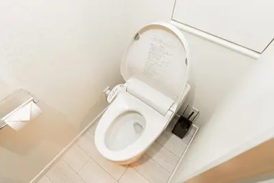a bathroom with a toilet with the lid up at NDZ401 3 min walk to station, 2 lines, Yamanote line to Tokyo, high-speed Wi-Fi in Tokyo