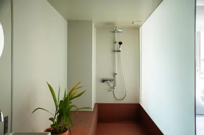 a shower in a bathroom with a plant at SOIL Nihonbashi Hotel in Tokyo