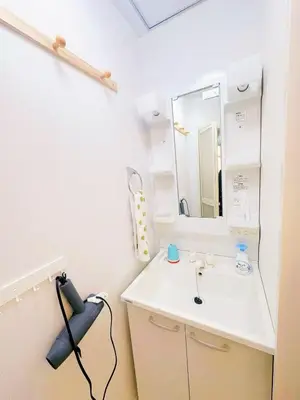 a bathroom with a sink and a mirror at \u6587\u4eachouse103 in Tokyo