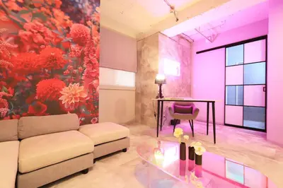 a living room with a couch and a table at Japanese Modern House Aakasaka-Mitsuke St 2min Shibuya Shinjuku 9min in Tokyo