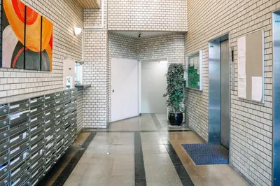 a hallway with a white door and a potted plant at Kabukicho 507-SJ0011 in Tokyo