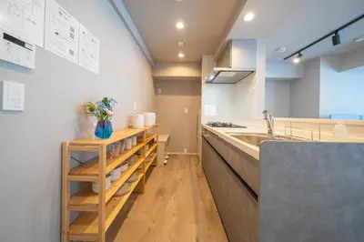 a kitchen with a sink and a counter top at Improve Nishi Magome - Vacation STAY 19513 in Tokyo