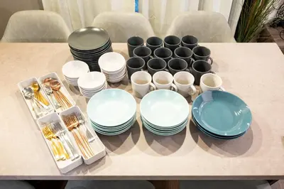 a table with a bunch of plates and bowls at Nakaitabashi Kotate - Vacation STAY 19730 in Tokyo