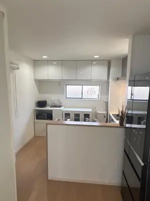 a kitchen with white cabinets and a counter top at Ikebukuro\u6c60\u888b1stop-2min-Kitaikebukuro\u5317\u6c60\u888bwalk3min in Tokyo