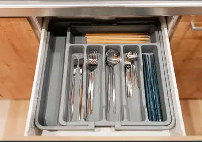 a drawer with forks and utensils in it at Oshiage SAIEI Hotel 201 in Tokyo