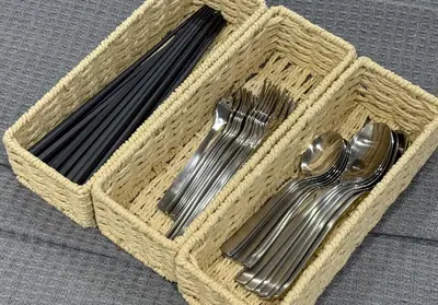a wicker basket with cutlery in it at Ouverture102 Yoyogi Koen Station 10minute in Tokyo