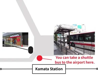 a bus stop next to a bus station with a bus at Tokyo Family & Pet Friendly Villa in Tokyo