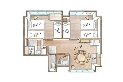 a drawing of a floor plan of a house at Second Home SHINJUKU in Tokyo