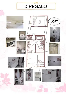 a collage of photos of a floor plan at D Regalo in Ichikawa