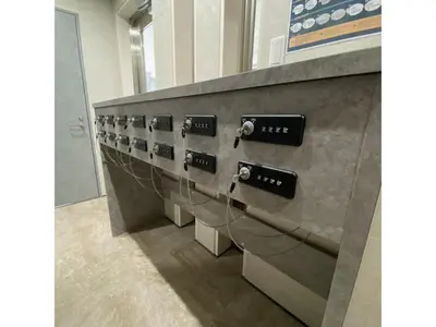 a row of lockers in a public bathroom at B-C APARTMENT Asakusa Hanazono Dori - Vacation STAY 92849v in Tokyo