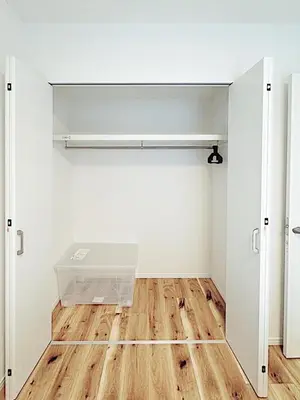 an empty room with a closet with wooden floors at Tokyo Stay Itabashi House in Tokyo