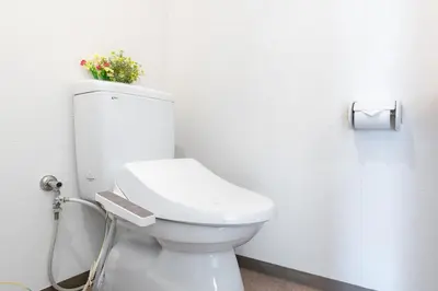 a bathroom with a toilet with a plant on top of it at Max 9 people 8 minutes from Shibuya 5 minutes from Shinjuku 1 minute from Harajuku 4 minutes walk from the station Room Sakura in Tokyo