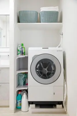 a washer and dryer in a kitchen at Shinjuku large 3LDK 2 bathrooms, brand NEW house built in 2025 - Lotus Villa in Tokyo