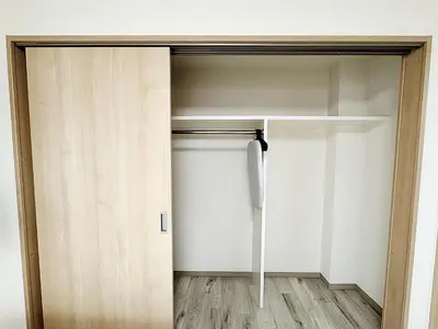 an open door to a closet with wooden floors at Tokyo Stay Itabashi #101 in Tokyo