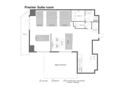 a floor plan of a premier shuttle room at Apartment Hotel 11 Asakusa 2 in Tokyo