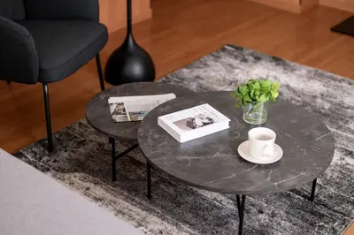a coffee table with a vase of flowers on a rug at \u30e2\u30f3 \u30b7\u30e3\u30c8\u30fc\u4e2d\u91ce\u54f2\u5b66\u5802 in Tokyo