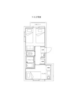 a floor plan of a house of one level at \u3055\u304f\u3089\u65c5\u9928\u9ad8\u5186\u5bfa\u5317\u5343\u5229\u4f11102\u53f7\u5ba4 in Tokyo