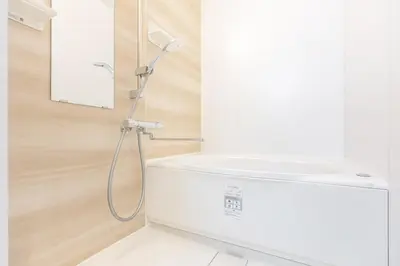 a white shower in a bathroom with a sink at Witch's House Walk to Ikebukuro Tokyo's Ghibli Fairy Tale House in Tokyo
