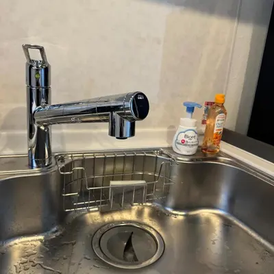 a kitchen sink with a faucet and a drain at Entire House 3 Mins Walk from JR station - Family welcome in Tokyo
