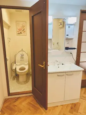 a bathroom with a toilet and a sink at 4min to \u6771\u65b0\u5bbfShinjuku in Tokyo