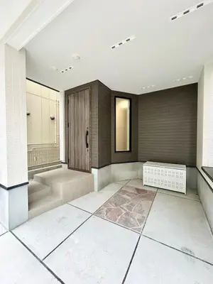 a large bathroom with a shower and a sink at Shinjuku Area 3 Bedroom House in Tokyo