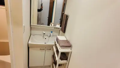 a bathroom with a sink and a mirror at Tateishi House201 in Tokyo