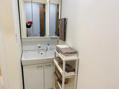 a bathroom with a sink and a mirror at Tateishi House201 in Tokyo