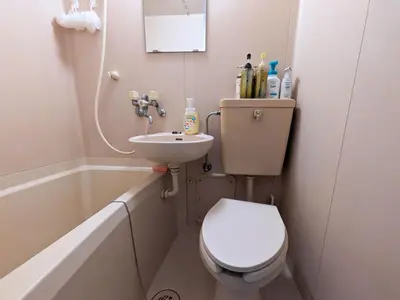 a small bathroom with a toilet and a sink at Yoyogi 10min Walk Shinjuku&Shibuya 3bed in Tokyo