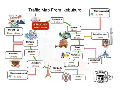 a map of the theatre map from kelvinup at M107 8mins from Ikebukuro sta 9min to Shinjuku byTrain in Tokyo