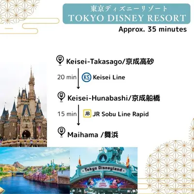 a collage of photos of the tiki disney resort at \u845b\u98fe\u9ad8\u7802\u6238\u5efa in Tokyo