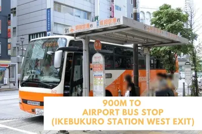 an orange and white bus parked at a bus stop at M102 8 mins from Ikebukuro sta9 min to Shinjuku by Train in Tokyo
