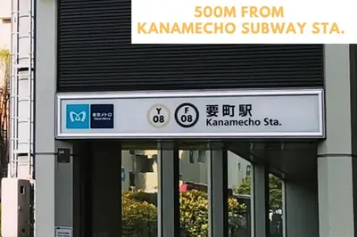 a sign on the front of a building at M103 8 mins to Ikebukuro sta in Tokyo