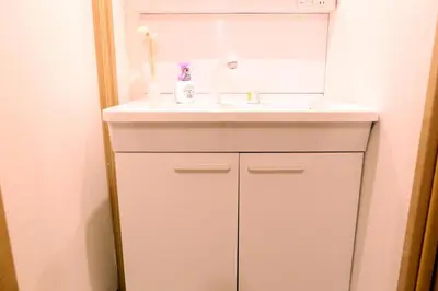 a bathroom with a white sink and a mirror at Maple & Ginkgo ViewAutumn Stay Near Ikebukuro N203 in Tokyo