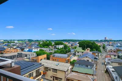 arial view of a city with houses and buildings at Cozy Apartment, 2min to Station , Direct to Skytree, Asakusa & Ueno & Narita ,駅2分,スカイツリー浅草上野成田空港直結,エレベーター,スーパー2分,コンビニ1分 in Tokyo