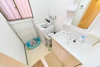 a bathroom with a sink and a mirror at Kita-Shinjuku INN House in Tokyo
