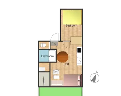 a floor plan of a house at LiveStay HIROO - 1BR and Cozy Living Area, 5th floor NO elevator, 34m2, 1-3 ppl, Hiroo Area, from Stn 10 min to Shibuya in Tokyo