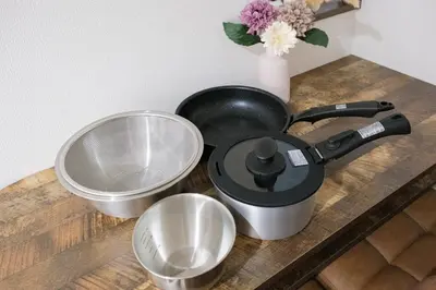 a counter with a mixer and bowls on it at Omo-Yado 20 minutes by car from Haneda Entire house in Tokyo