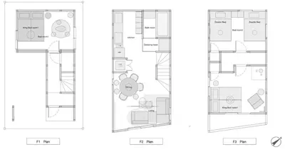 a floor plan and elevations of a house at Wooden house max 8 people 7 minutes walk to Skytree 75 square meters in Tokyo