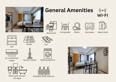 a collage of pictures of a room with general amenities at CraftFlat Numabukuro 305, uphill residence in Tokyo