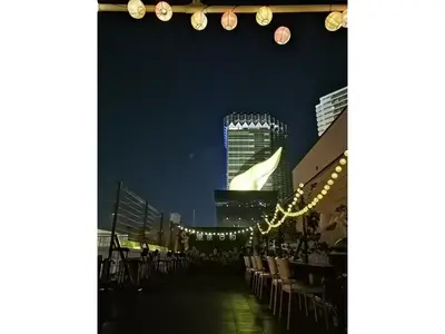 a group of chairs and lights at night at Tokyo Biyori Hotel - Vacation STAY 07393v in Tokyo