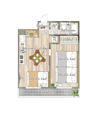 a rendering of a floor plan of a house at HouseHotel\u897f\u6c60\u888b in Tokyo