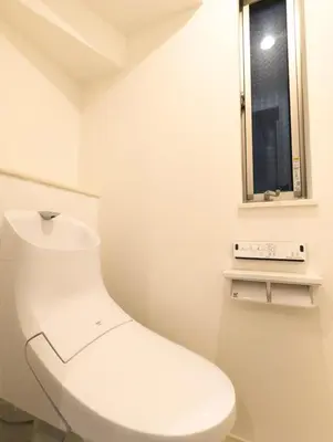 a bathroom with a white toilet and a window at japan house sumida House I Cozy&stylish in Tokyo