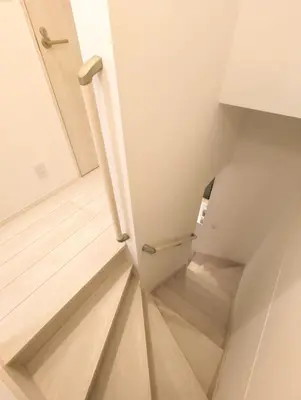 a view of a stairway with a door in a room at japan house sumida House I Cozy&stylish in Tokyo