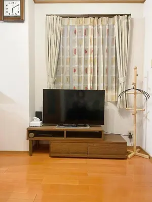 a living room with a television on a table at Shinkoiwa Matsushima HOUSE in Tokyo